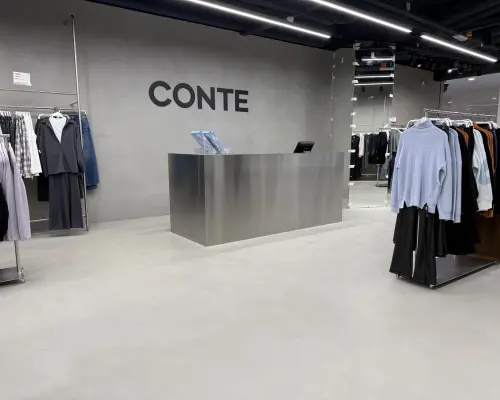 Проект по отделке стен и полов микроцементом в магазине CONTE