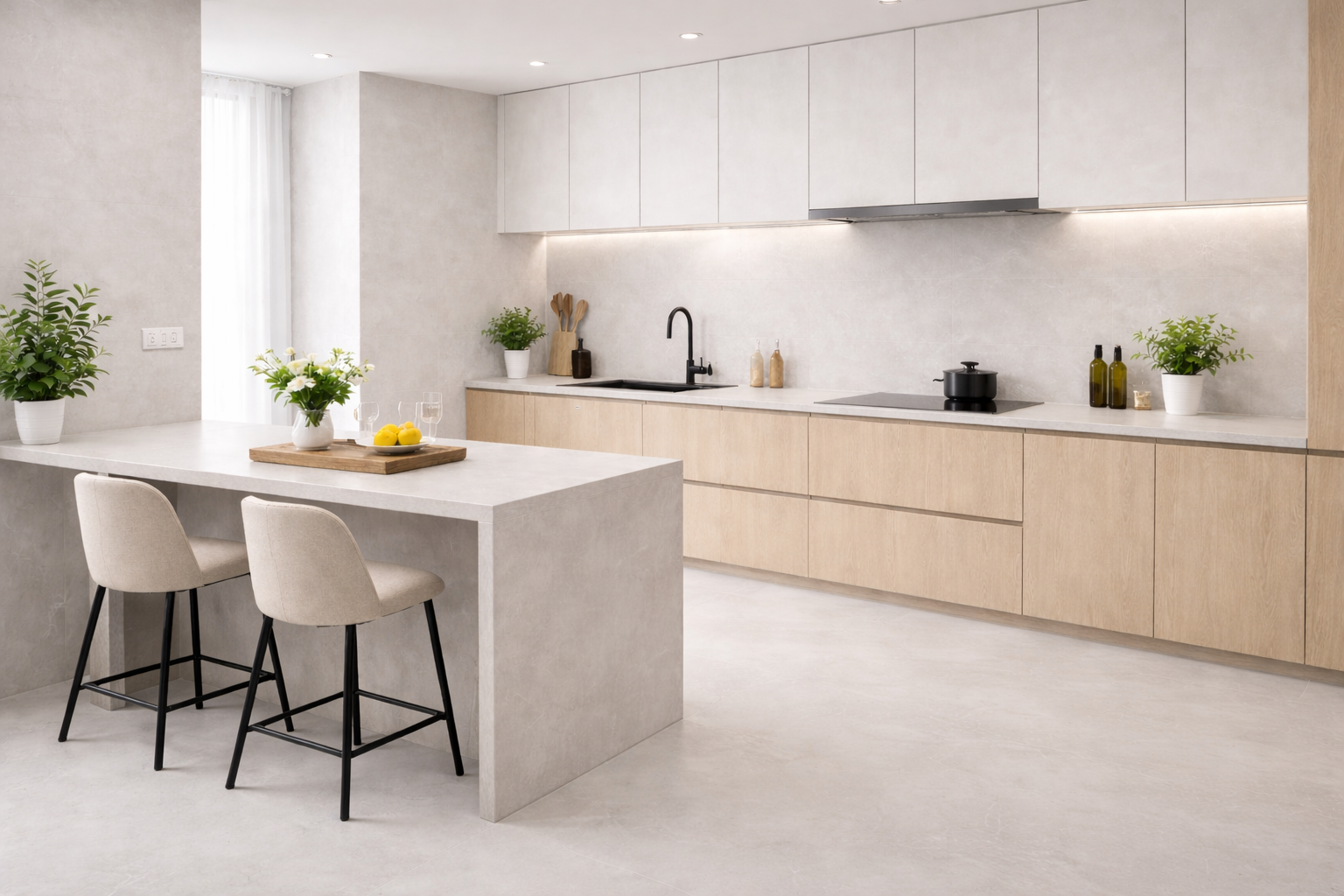 стена с эффектом под бетон