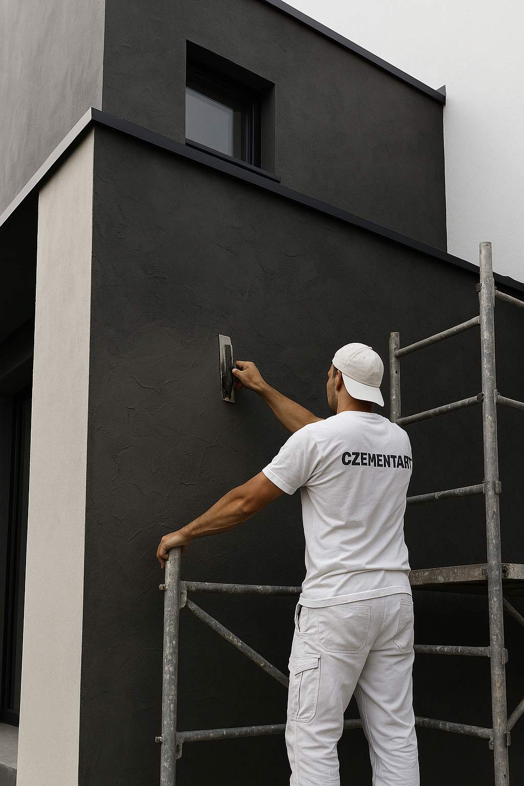 нанесение микроцемента на фасад